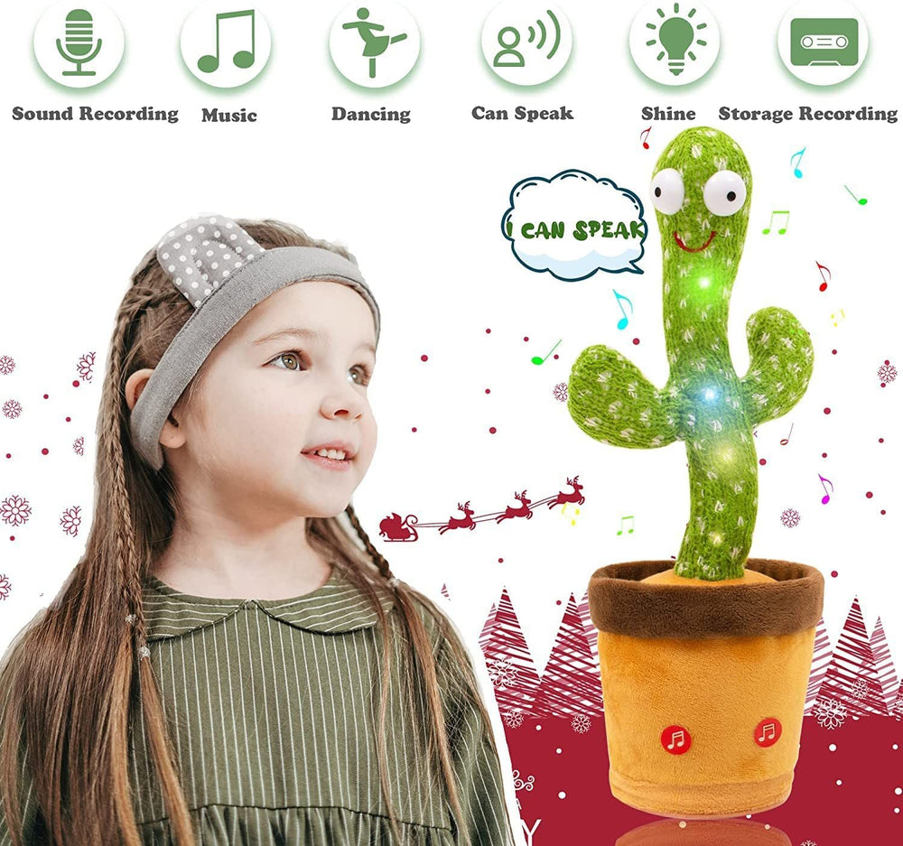 Dancing Cactus Talking Toy – Singing Plush with LED Lights