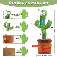 Dancing Cactus Talking Toy – Singing Plush with LED Lights