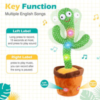 Dancing Cactus Talking Toy – Singing Plush with LED Lights