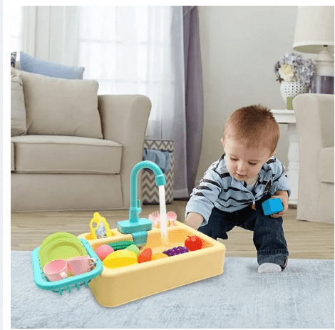 Kids Play Sink Toy Set with Running Water – Pretend Play Kitchen