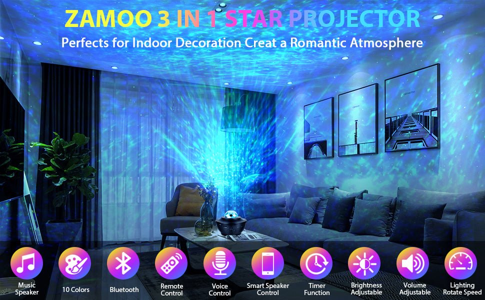 RGB Galaxy Projector Lamp with Bluetooth Speaker Night Light