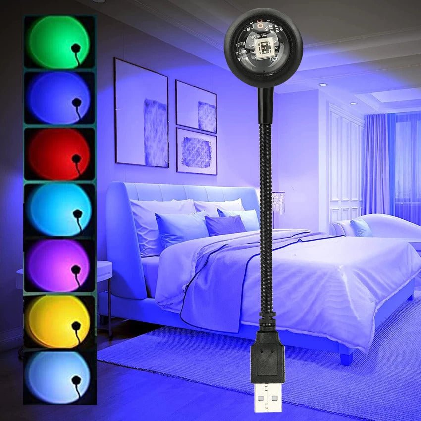 RGB Sunset Lamp Projector – 16-Color Night Light with Remote