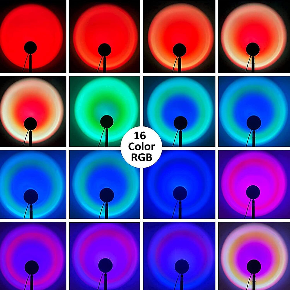RGB Sunset Lamp Projector – 16-Color Night Light with Remote
