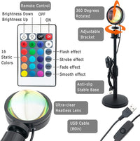 RGB Sunset Lamp Projector – 16-Color Night Light with Remote