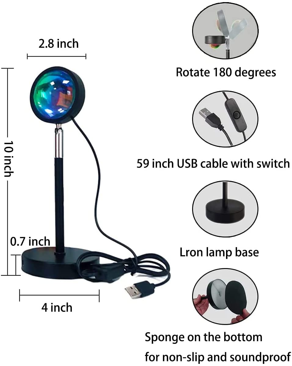RGB Sunset Lamp Projector – 16-Color Night Light with Remote