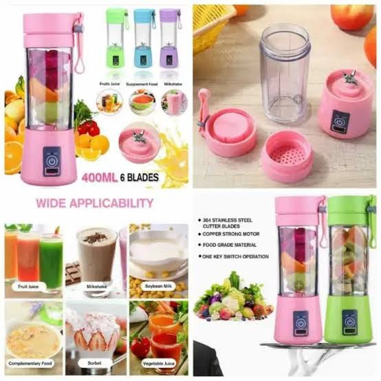 USB Rechargeable Portable Blender – Mini Juicer with 6 Blades